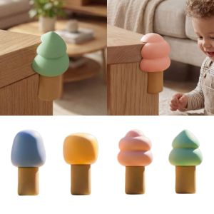 DOWNA 4pcs Set Hình dạng cây hoạt hình Tấm chắn góc bàn Tự dính Chống Trẻ Em Tự Lành Tấm chắn bảo vệ cho trẻ em Cao su mềm Ốp bảo vệ góc Sử dụng tại nhà