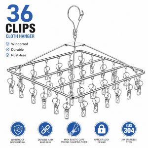 304 Stainless Steel Multi Clip Hanger for Socks Underwear Baby Clothes Laundry Drying Rack Organizer