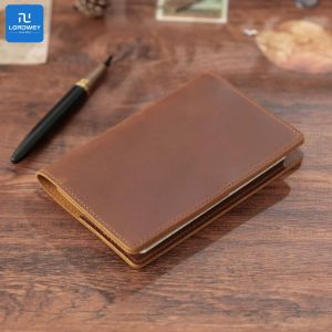 LORDWEY Genuine Leather Journal Cover for Field Notes Portable Refillable Notepad with Pen Holder Fits 3.5 X 5.5 Pocket Notebooks