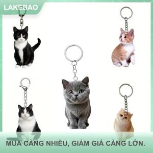 【LAKEBAO】 1pcblack và trắng mèo Keychain 2D Acrylic Mèo Mặt dây chuyền hai mặt thiết kế động vật vòng chìa khóa quyến rũ cho ba lô Quà Tặng