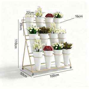 Isidoro.os Flower Stand Movable Iron Flower Rack Multi-Layer Nordic Style Flower Display Florist Flower Shelf