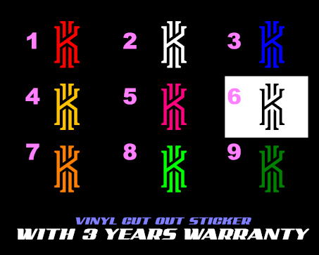 KYRIE IRVING LOGO sticker for motors with 3years warranty LxH