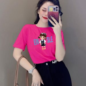 Áo Thun Thái Nữ Form Vừa Cotton 100% Mềm Mịn Mát (Mã A41 Cô Gái Má Hồng) Từ 40 Đến 60kg Phong Cách Cá Tính Độc Đáo