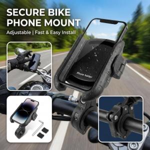 Motorcycle Bike Phone Holder Handlebar Mount Quick Release Secure Lock Adjustable 60-90mm Cycling Phone Bracket