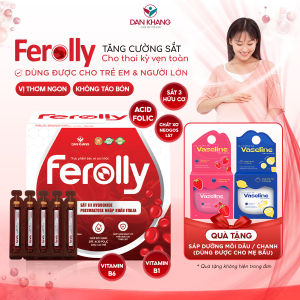 Ống bổ sung sắt acid folic không tanh không táo bón Ferolly Dân Khang cho mẹ bầu và người thiếu máu
