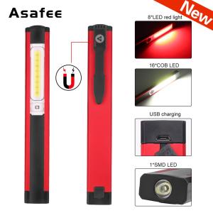 Asafee  WL03 COB LED Flashlight Red Light Work Light USB Flashlight Built-in Battery with Magnet Repair Lantern Camping Outdoor Work Light