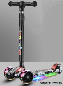 Kick Scooter for Kids - Upgraded 4 Wheels Design BIG Large 5cm Front Wheels and Dual Rear Motion Flashing LED Wheels Adjustable Height Foldable design