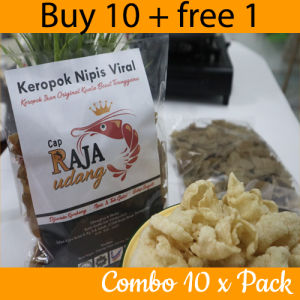🔥 BUY 10 + FREE 1 PACK 🔥 KEROPOK IKAN NIPIS CAP RAJA UDANG ORIGINAL KUALA BESUT TERENGGANU
