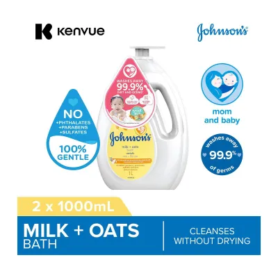 Johnsons Baby Milk + Oats Bath 1L Twinpack