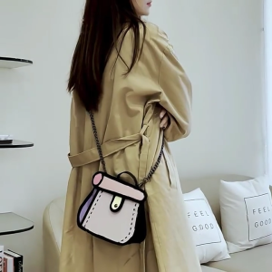 กระเป๋าใส่เค้กโซ่สองมิติมีสไตล์กระเป๋าถือกระเป๋าสะพายกระเป๋าสะพายไหล่ลายการ์ตูนสำหรับงานเลี้ยงคอสเพลย์