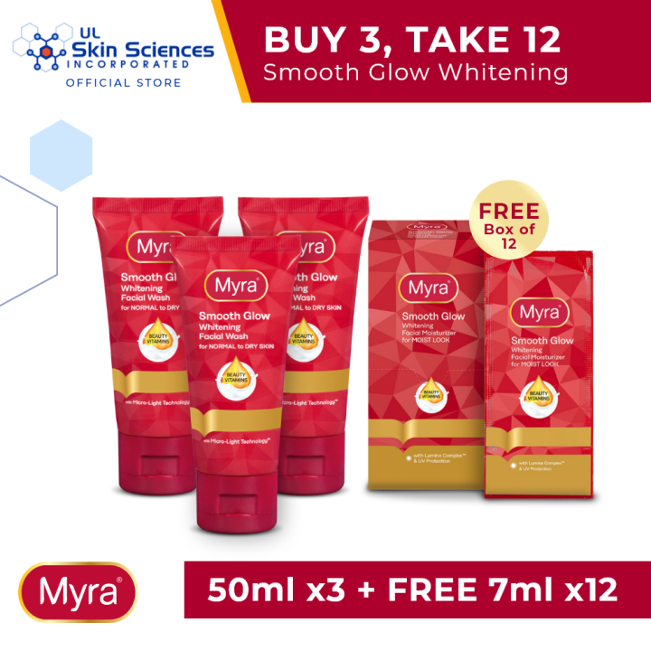 Buy 3 Myra Smooth Glow Facial Wash + FREE BOX of Myra Smooth Glow ...