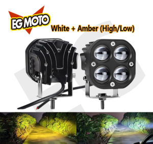 2PCS Motorcycle Universal 3 Inch 40W Yellow LED Work Light Square Mini Waterproof Driving Light Fog Light