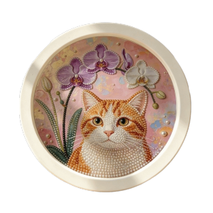 PWD0442 Cat Dog Pearl Painting Flower Hand-Pasted Decorative Painting New Design Round Shape DIY Painting Material Pack Bedroom Decorative