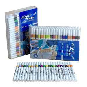 Hộp 60 Bút Màu Acrylic Marke Màu Sắc Tươi Sáng- Bút Lông Màu Vẽ Trên Nhiều Chất Liệu