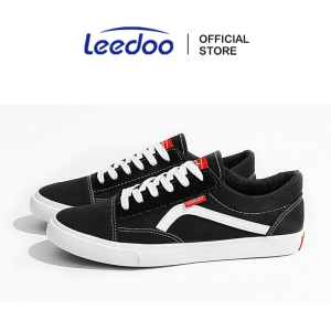 Leedoo Sepatu Sekolah Laki Laki Cowok Sepatu Pria Kekinian Casual Sepatu Kanvas Kets Sneakers Low Black MC309