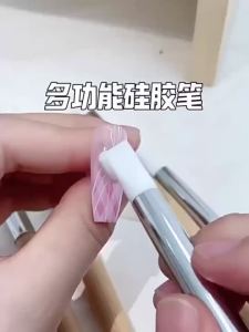 5Pcs/Set Silicone Nail Art Pen Wooden Carving Pen Press Brush For Nails Art Manicure Tools
