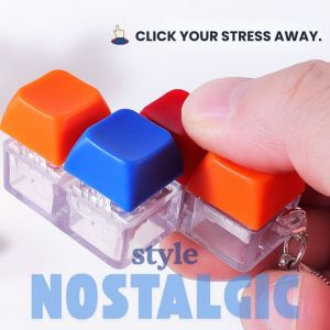 Nostalgic Times & Fortune Cat Keyboard Clicker Keychain | ASMR Stress Relief Fidget Toy