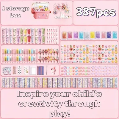 Diy Goo Keychain Craft Set 387pcs Non Toxic Cream Glue Sticker Bead Chain Sulit Matibay Educational Toy Gift For Kids Girls