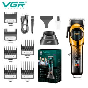 VGR V-166 Stainless Steel Blade Wireless Hair Clipper LCD Screen Push-Pull Trimmer Rechargeable Mens Electric Hair Clipper