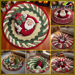 New Year Christmas Style Circular Carpet Premium Bedroom Bedside Blanket Festive Atmosphere Decoration Arrange Christmas Tree Mats