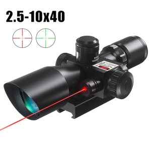 【Shipping From Philippines/COD】100% Original Tactical 2.5-10x40 Red Laser Scope Sight Mil-dot Tactical Red Green Illuminated Combo Green Lens and 20mm Mount