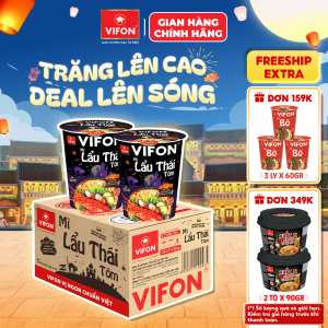 [VOUCHER 20%] Thùng 24 Ly/ Set 5 Ly Mì Ly Lẩu Thái Tomyum/ KimChi/ Lẩu Thái Tôm/ Bò/ Gà/ Vị Chay VIFON 60g