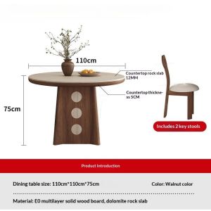 [Cozy ]Dining Table Solid Wood Round Dining Table Home-Use Round Dining Table And Chair Set