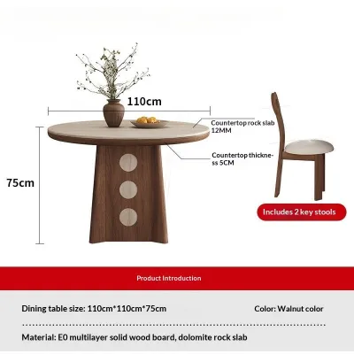 [Cozy ]Dining Table Solid Wood Round Dining Table Home-Use Round Dining Table And Chair Set