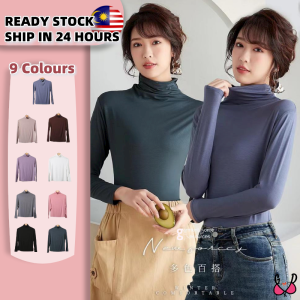 Women Turtle Neck Inner Blouse High Neck Long Sleeve Innerwear Size L-XXL Baju Muslimah Inner Wanita Lengan Panjang [GDR]