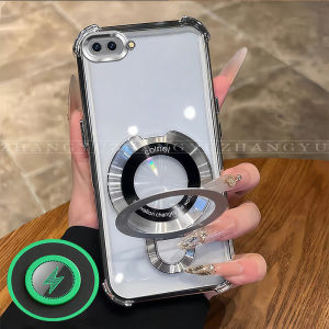 Transparent Magnetic Shockproof Phone Case For OPPO A3S A5 A12E Phone Case Strong Magnetic Fast Charging + 360° Support + Air Cushion Shockproof Three-In-One