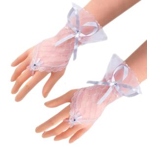 1pair Elastic Meshes Glove Bowknot Ladies Glove Fashion Princesses Wedding Glove Suitable for Weddings Parties