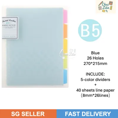 【📣SG Seller】KOKUYO Pastel Cookie Loose Leaf Notebook A4/A5/B5 White Blue Pink Yellow Refillable Binder