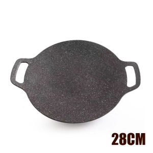 Korean Barbecue Plate Outdoor Camping Cast Iron Barbecue Plate Round Steak Frying Pan Suitable for Induction Cooker Grill Electric Stove