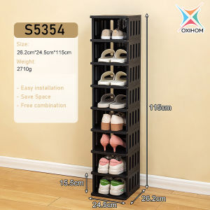 Oxihom S5354 Hitam Lemari Sepatu Rak Sepatu Susun Plastik Rak Buku Rak Dapur Serbaguna