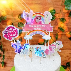 (Custom Foto) Topper / Hiasan Kue Ulang Tahun Karakter Kuda Pony