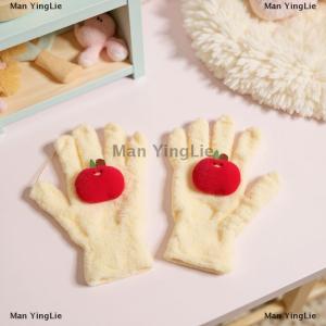 [COD] Man YingLie Cute Curly Dog Red Apple Gloves Plush Coral Fleece Cold-Proof Gloves Student Winter Warm Five-Finger Gloves Girl Christmas Gifts