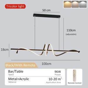 Modern Acrylic Ribbon Led Chandelier Ceiling Dining Room Pendant Light Drop Light Home Decor Kitchen With Remote Control