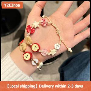 【Local shipping】 Vintage Star Ceramic Braided Rope Bracelets For Women Girls Sweet Bohemian Style Adjustable Bangles Jewelry Accessories Gifts