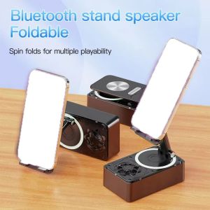 SINGLE Foldable Phone Holder Stand Anti-Slip Pads 4-in-1 Phone Holder with Microphone Adjustable Stand 3D Stereo Sound Wireless Bluetooth speaker Video Meeting