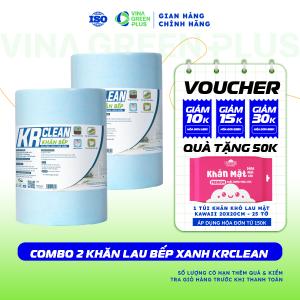 [Combo 2] Cuộn Khăn giấy lau bếp xanh KRCLEAN 200 tờ 20x20cm thấm hút tốt lau chén bát lau bề mặt căn bếp
