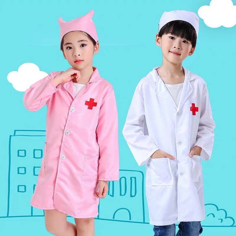 ชุดแฟนซีสำหรับเด็ก 【Leaf-Hu】COD‍️‍️ชุดหมอเสื้อหมอ เสื้อกาวน์หมอ สวมบทบาท pretend toy ของเล่นเด็ก