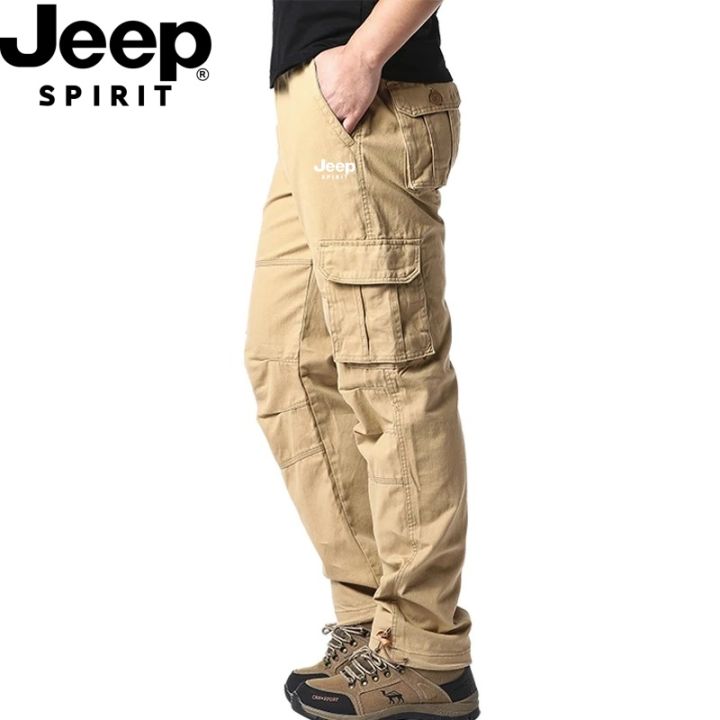 JEEP SPIRIT Men’s Loose Cargo Pants Casual Drawstring Elastic Waist ...