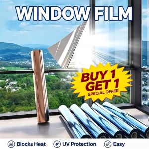 Free gift 2Pcs All Black Tint Opaque Glass Sticker Window Film Bedroom Sunscreen Insulating Film Shade Glass Film