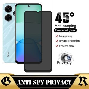 Tempered Glass Layar Privacy REDMI 13 / POCO M6 4G Anti Gores Kaca Spy 9D Full