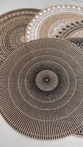 Boho Round Placemat 38CM Mandala Print Heat Resistant Non Slip Table Mat Dining Kitchen Coaster Tik