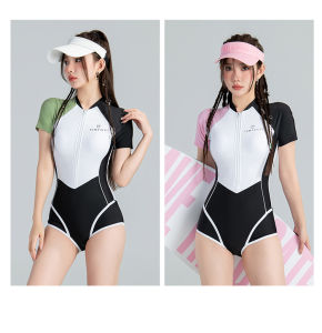 (23117#)ชุดว่ายน้ำวันพีช ผู้หญิง แขนสั้น ขาสั้น ผ้าเนื้อดี งานดี มีฟองและซับใน