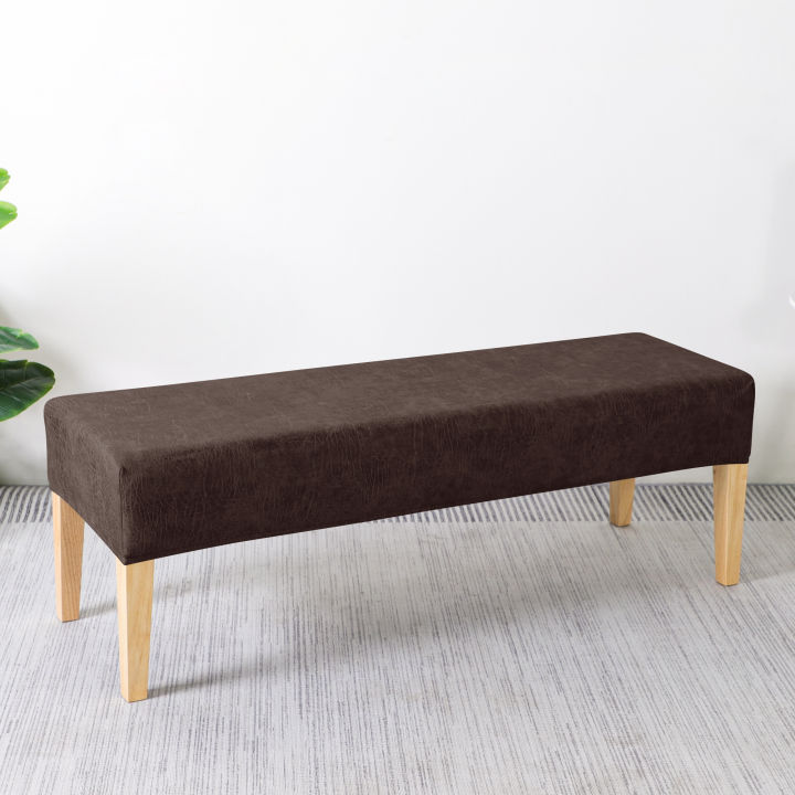FORCHEER%20Bench%20Cover%20for%20Dining%20Room%201%20Piece%20130-140CM%20Stretch%20Retro%20Faux%20Leather%20Dining%20Bench%20Slipcover%20Rectangle%20With%20Seatbelt%20Anti-Dust%20Removable%20-%20Image%203