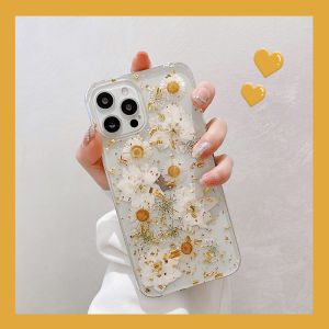 CrashStar Dried Real Flowers Phone Case For iPhone 16 15 14 13 12 11 Pro Max Mini XS XR X 8 7 6 6S Plus + SE 2020 Soft Clear Phone Casing Shockproof Transparent Phone Cover Shell Top Seller