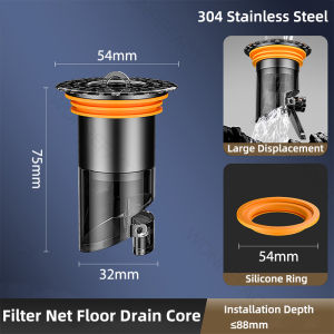 Washroom Magnetic Baffle Drain Extender Extra-long Black Insect Proof Anti Blocking Filter Plug 304 Stainless Steel Floor Drain Core