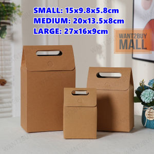UMI Coloured Monochrome Flip Cover Window Paper Goodies Bag Kraft Paper Gift Bag With Handle Party Shooping Hadiah Beg